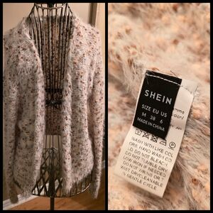 SHEIN Women's Textured Cream and Brown Cardigan